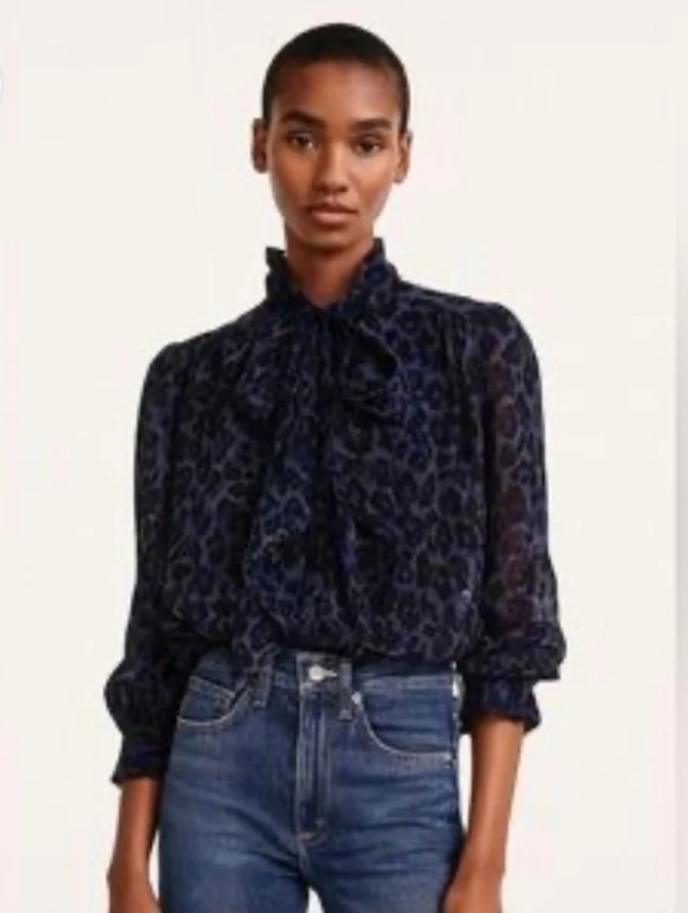 Kate Spade New York Silk Leopard Bow Blouse – Metallic Clip Dot | Size M